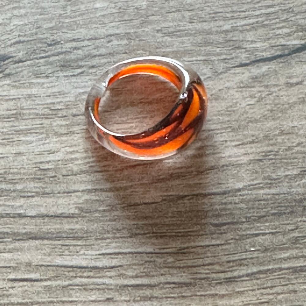 BOGO FREE ARCRYLIC ORANGE BLACK RING size 8